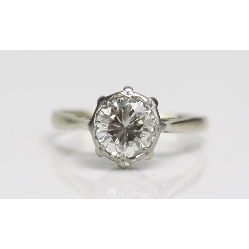 339 - An 18ct Gold and Brilliant Cut Diamond Solitaire Ring, c. 6.7mm natural stone, size L.25, Birmingham... 