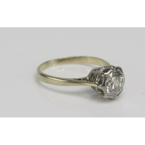 339 - An 18ct Gold and Brilliant Cut Diamond Solitaire Ring, c. 6.7mm natural stone, size L.25, Birmingham... 