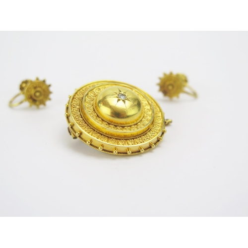 45 - A Victorian High Carat Precious Yellow Metal and Old Cut Diamond Locket Back Target Brooch (c. 32mm ... 