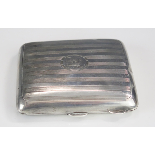 596 - A George V silver cigarette case, maker William Neale & Son, Birmingham, 1915, monogrammed, with eng... 