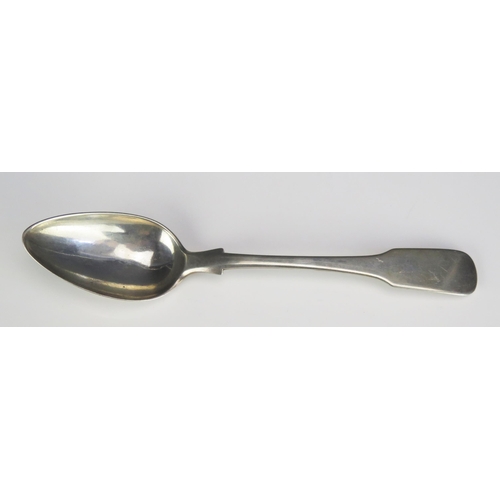 638 - A 19th century continental silver Fiddle pattern tablespoon, possibly Swedish, initialled, 63gms, 2.... 