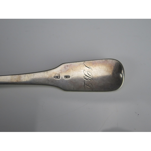 638 - A 19th century continental silver Fiddle pattern tablespoon, possibly Swedish, initialled, 63gms, 2.... 