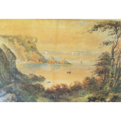 732 - Pair of nineteenth century watercolours by 'Ladies Bathing Cove, Torquay', signed C Way, 48 x 32, F ... 