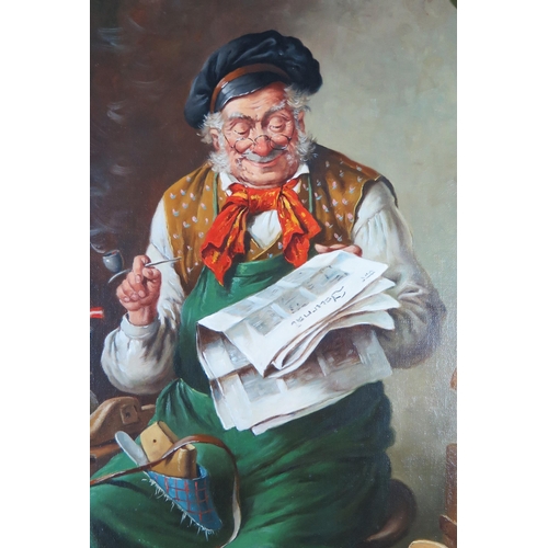 746 - Portrait of a Cobbler signed H. Richter, oil on canvas, 38 x 28cm, framed