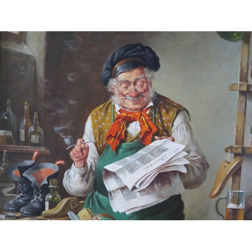 746 - Portrait of a Cobbler signed H. Richter, oil on canvas, 38 x 28cm, framed