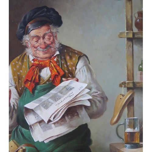 746 - Portrait of a Cobbler signed H. Richter, oil on canvas, 38 x 28cm, framed