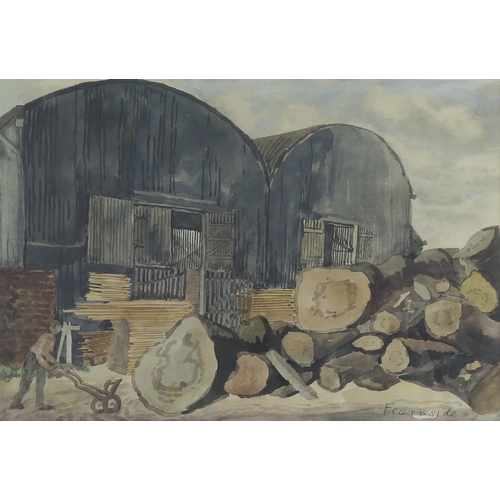 749 - Enid Margaret Fearnside (Irish 1896 - 1985), three watercolours including two of 'Sharp's Timber Yar... 