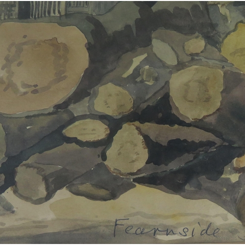 749 - Enid Margaret Fearnside (Irish 1896 - 1985), three watercolours including two of 'Sharp's Timber Yar... 