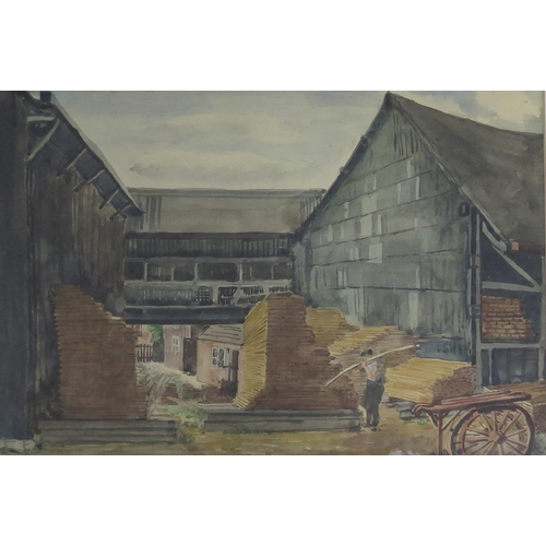 749 - Enid Margaret Fearnside (Irish 1896 - 1985), three watercolours including two of 'Sharp's Timber Yar... 