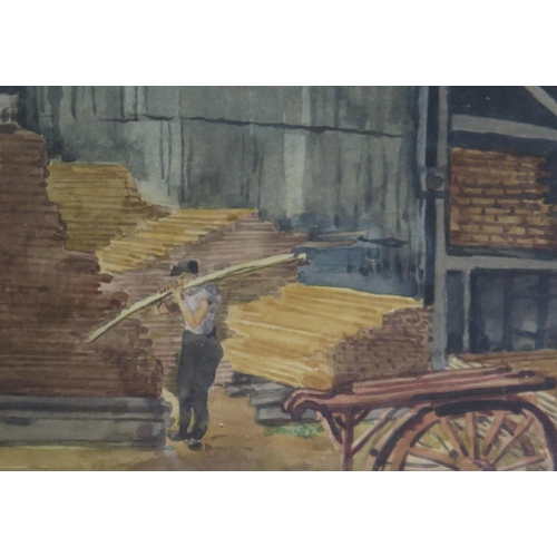 749 - Enid Margaret Fearnside (Irish 1896 - 1985), three watercolours including two of 'Sharp's Timber Yar... 