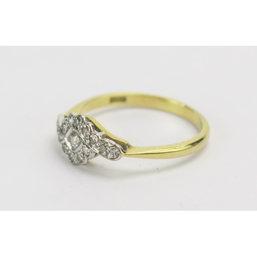 82 - An 18ct Gold and Old Cut Diamond Cross Over Ring, c. 2mm principal stone, size O, stamped 18CT, 2.59... 