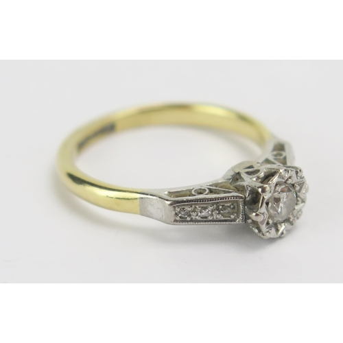 83 - An 18ct Gold and Diamond Platinum Illusion Set Ring c. 3.3mm principal stone, size M.5, stamped 18CT... 