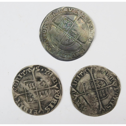 860 - An Edward VI Sixpence, Elizabeth I sixpence and one other