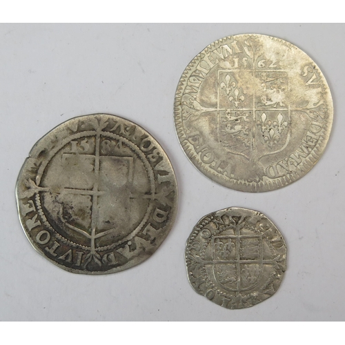 870 - An Elizabeth I Two Pence, sixpence and shilling