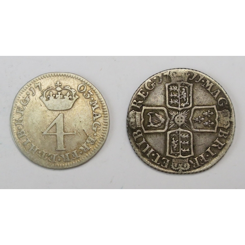 891 - An Anne 1711 Sixpence and 1703 fourpence