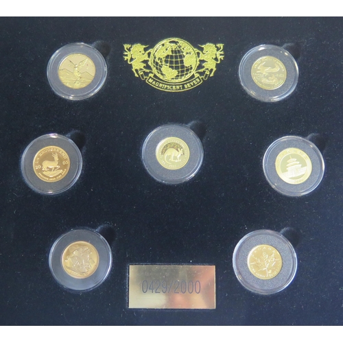 918 - Magnificent Seven Special Edition Gold Coin Set, containing 7 different gold coins; Mexico, 1/4 onza... 