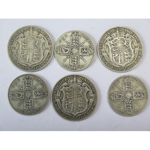 946 - 1921 and 1922 Three Half Crowns and Three Florins