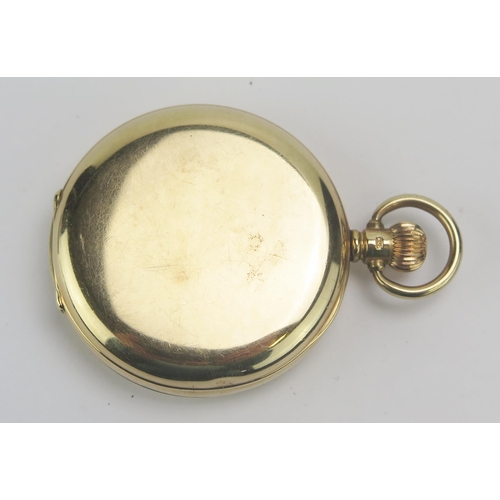 96 - A Waltham Traveller 9ct Gold Full Hunter Keyless Pocket Watch, movement no. 18627582, Dennison 49.3m... 