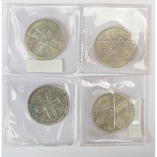 986 - Four George V Florins _ 1911, 1914, 1918 and 1933