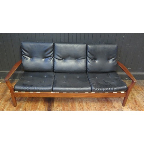 1657 - A 1960's/70's Cintique Aframosia Chair and one other chair and a sofa with black leatherette covers