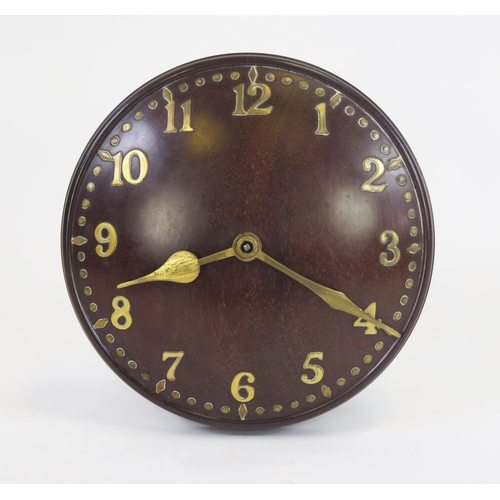 1748 - An Arts and Crafts Heals mahogany Zenith wall timepiece, with convex Arabic 27cm dial, impressed ser...