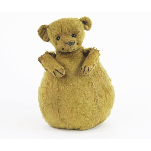 1274 - Rare Steiff Roly-Poly Teddy Bear, circa 1909, with blonde mohair, black button eyes, black stitched ...