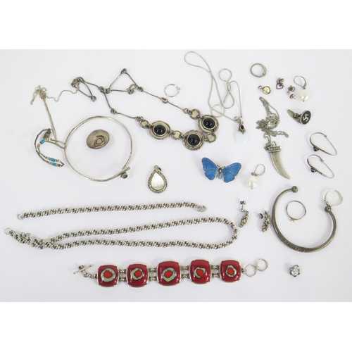 114 - A Bag of Silver and White Metal Jewellery, 227g gross