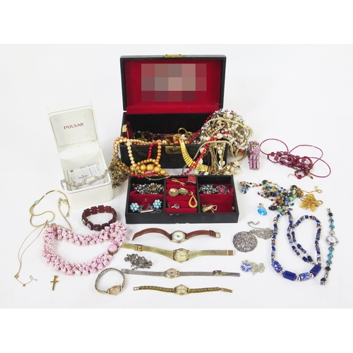 122 - A Selection of Costume Jewellery including necklaces and brooches, watches, etc.