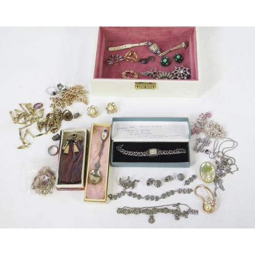 123 - A Selection of Costume Jewellery including silver and marcasite, a sporran brooch, etc.