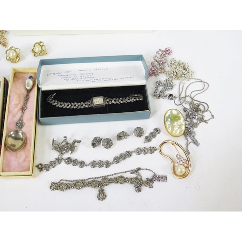 123 - A Selection of Costume Jewellery including silver and marcasite, a sporran brooch, etc.