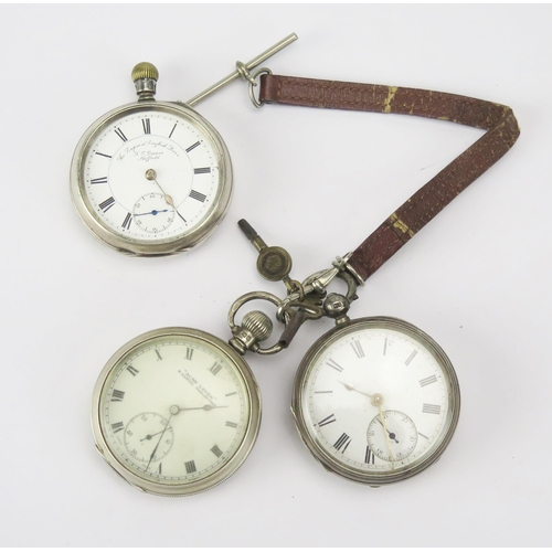 221 - Three Gent's Silver Cased Pocket Watches. A/F