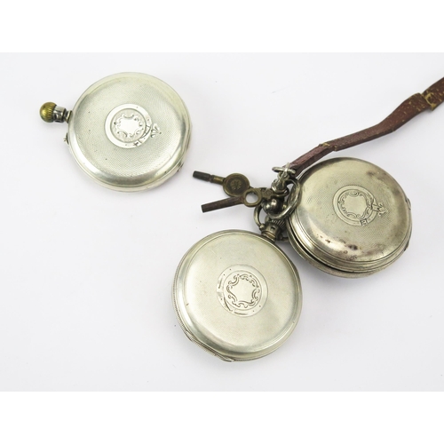 221 - Three Gent's Silver Cased Pocket Watches. A/F