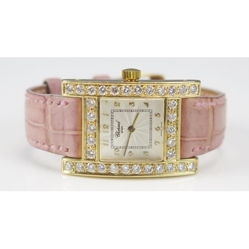 237 - A Chopard 18ct Gold and Diamond Lady's Wristwatch set with c. 3.5ct of diamonds, c. 25.2x24.4mm, cas... 