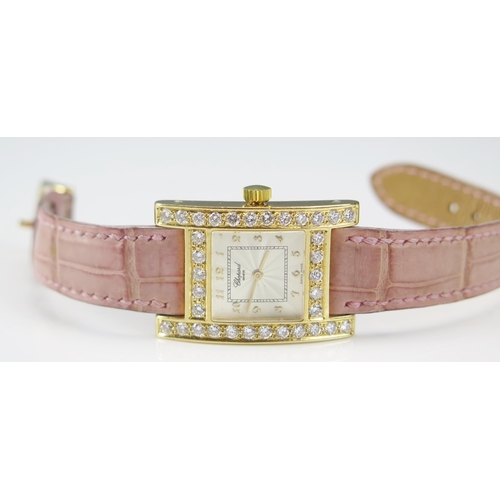 237 - A Chopard 18ct Gold and Diamond Lady's Wristwatch set with c. 3.5ct of diamonds, c. 25.2x24.4mm, cas... 