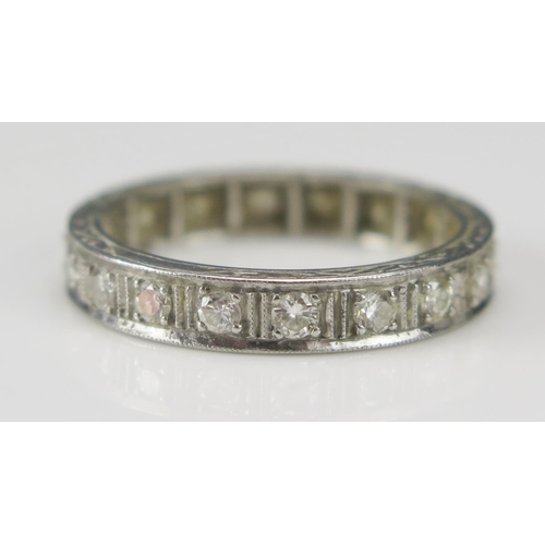 255 - A Platinum and Diamond Eternity Ring, c. 2.4mm brilliant round cuts, 3.7mm wide, size O.25, 5.1g
