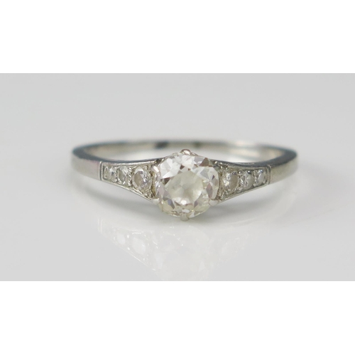 256 - A Platinum and Old Cut Diamond Ring, c. 5.83mm at widest point, size N.5, 3g