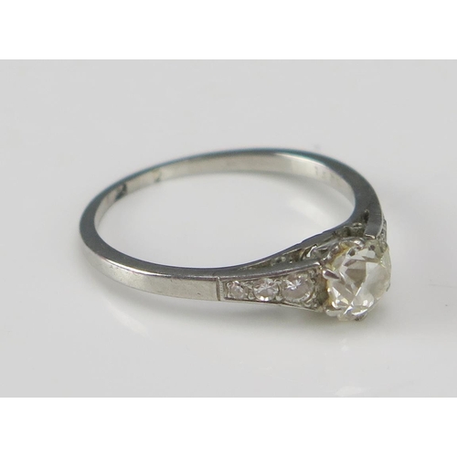 256 - A Platinum and Old Cut Diamond Ring, c. 5.83mm at widest point, size N.5, 3g