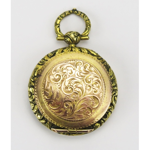 28 - An Antique Precious Yellow Metal Front and Back Locket with chased foliate scroll decoration, 31.8mm... 