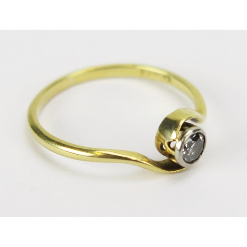 37 - An 18ct Gold and Old Cut Diamond Solitaire Ring, c. 3.2mm rub over set stone, size L, stamped 18CT, ... 