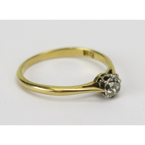 39 - An 18ct Gold and Old Cut Diamond Solitaire Engagement Ring, c. 4.6mm stone, size N, stamped 18c, 2.0... 
