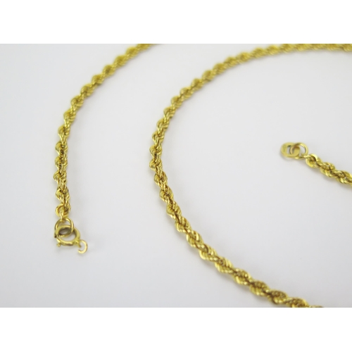 5 - A 9ct Gold Rope Twist Necklace, 51.5cm, CCM mark, 3.16g. Clasp needs attention