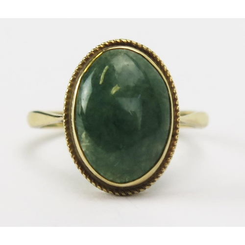 69 - A 9ct Gold and Jade Ring, size M, hallmarked, 2.78g