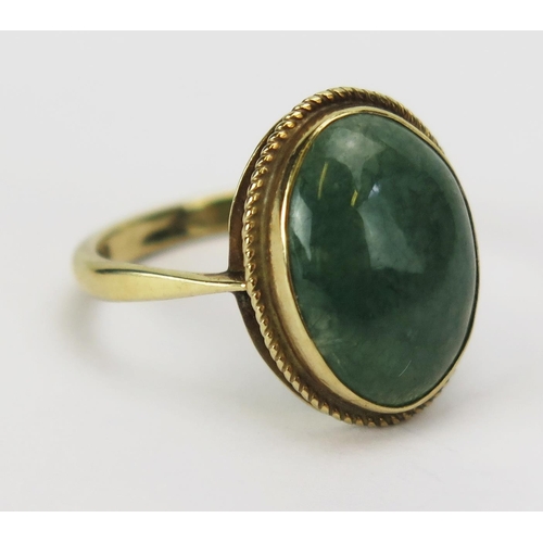 69 - A 9ct Gold and Jade Ring, size M, hallmarked, 2.78g