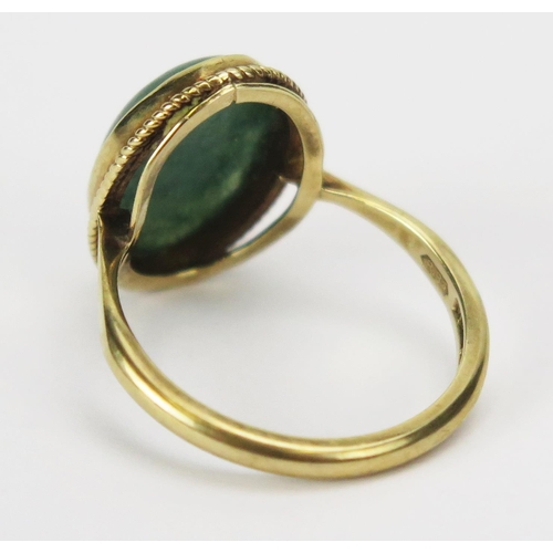 69 - A 9ct Gold and Jade Ring, size M, hallmarked, 2.78g