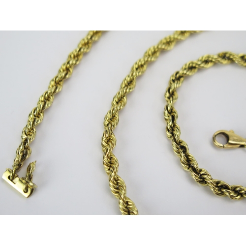 8 - A 14K Gold Rope Twisty Necklace (45cm, needs attention) and similar bracelet (19.5cm), both with tag... 
