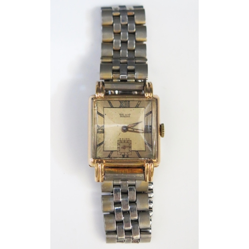 218 - A BEHA Gent's Gold Plated Manual Wind Wristwatch, c . 26.2mm case, 15 jewel movement. Running