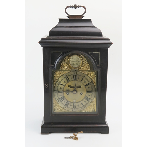 1118 - Robert Markham (c. 1725-1780), London _ An 18th century twin fusee bracket clock, the 6.5" silvered ...