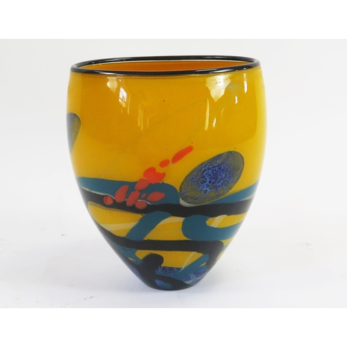 Ioan Nemtoi Studio Art Glass Vase, orange-yellow ground, 23cm tall