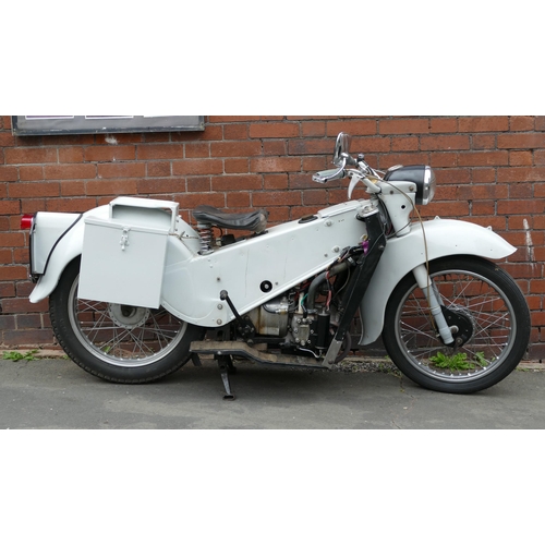 Velocette Le Mk 3 200cc Police Motorbike, now registered 0BP 201E, comes with original plates: KOU 158F as registered with The Hampshire Police November 1967 - restored, as supplied by the Police Force (see historic photo), bike running and on the road, V5 present, comes with large quantity of parts