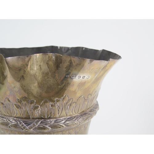 547 - A large late Victorian silver trophy vase, maker Susannah Brasted, London, 1889, inscribed, of flare... 